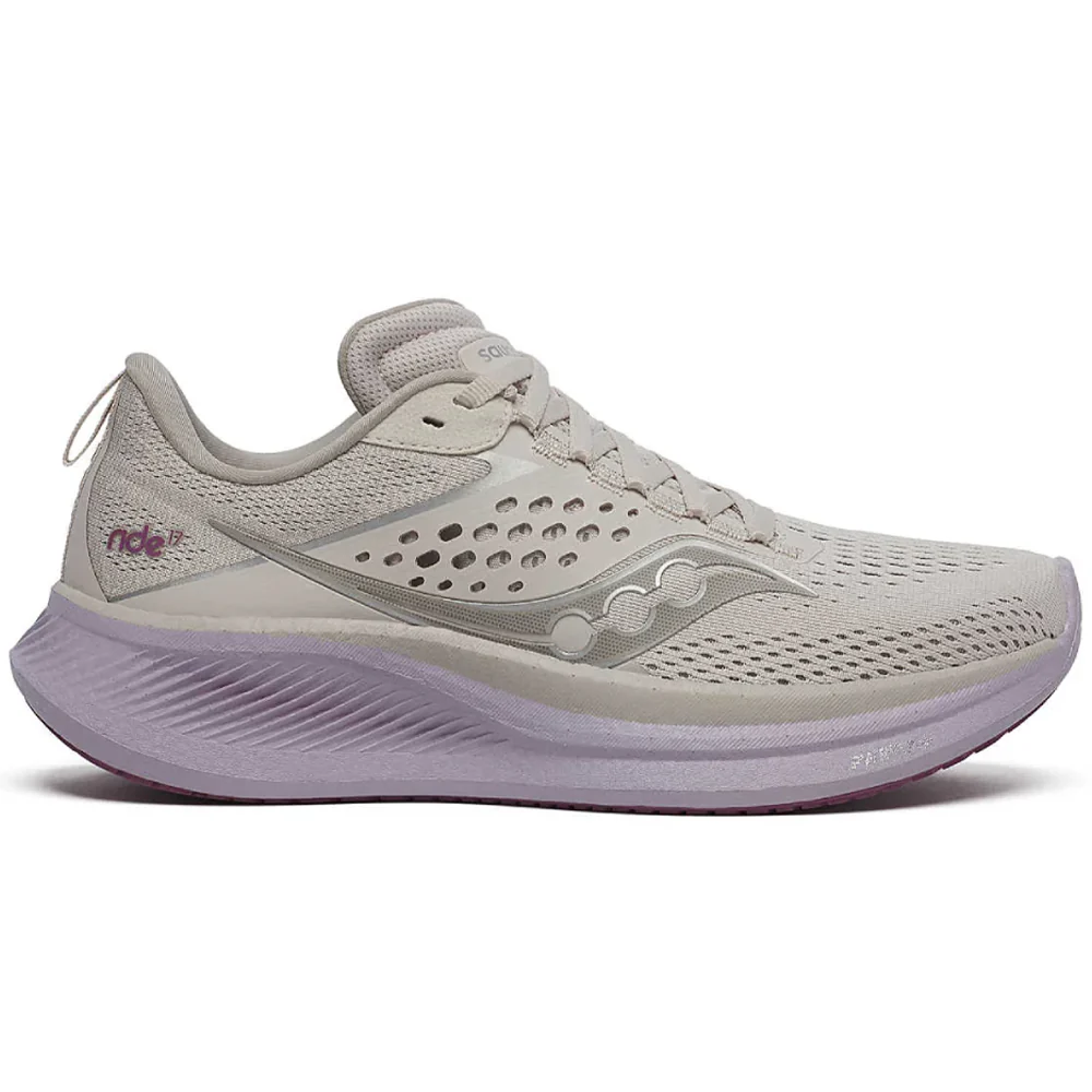 Women's Saucony Ride 17, Moon/Viola, 8 B Medium