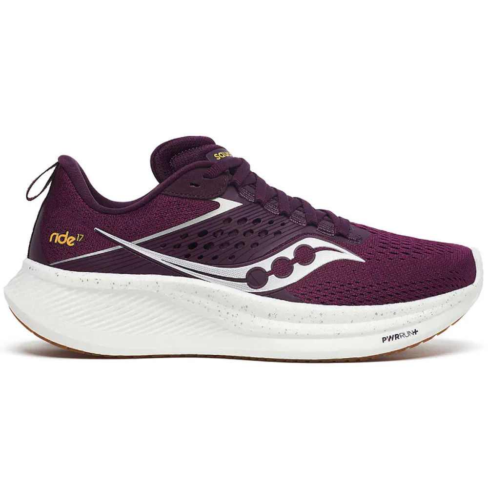 Women's Saucony Ride 17, Plum/White, 9.5 B Medium