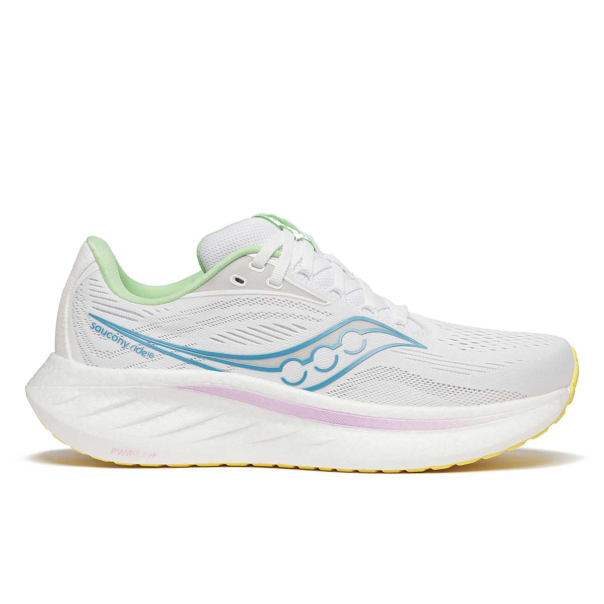 Women's Saucony Ride 18, White/Verbena, 11 B Medium