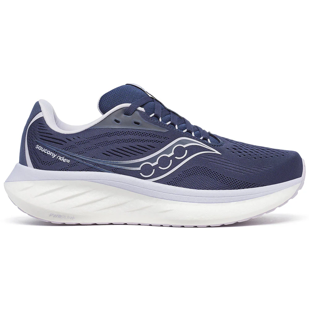 Women's Saucony Ride 18, Navy/Aster, 8.5 B Medium