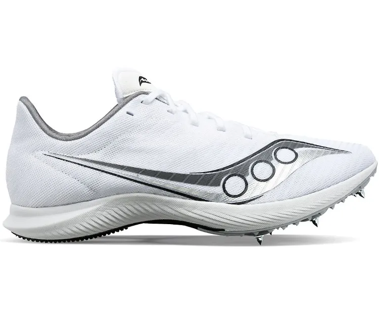 Women's Saucony Velocity MP, White/Silver, 8.5 B Medium